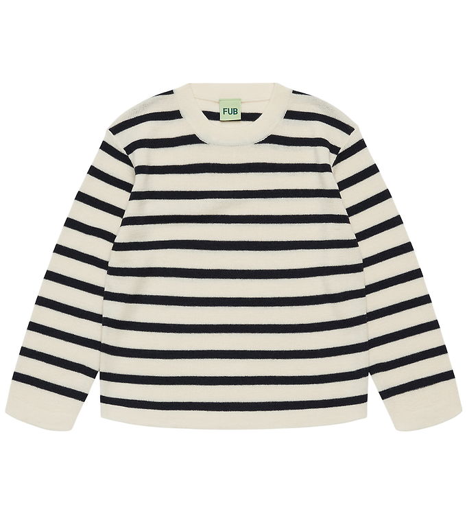 FUB Bluse - Strik - Uld - Ecru/Navy