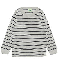 FUB Bluse - Strik - Uld - Light Grey Melange/Dark Navy
