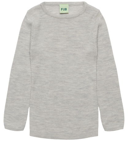 FUB Bluse - Rib - Uld - Light Grey Melange