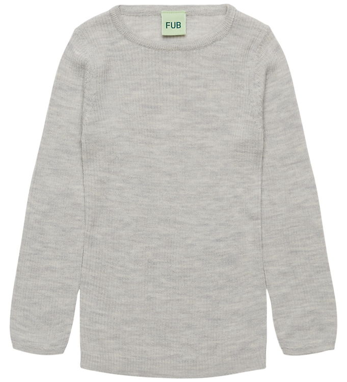 FUB Bluse - Rib - Uld - Light Grey Melange