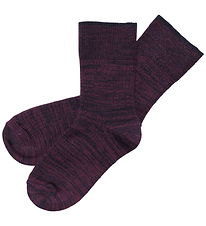 FUB Strømper - 2-pak - Uld - Violet/Dark Navy