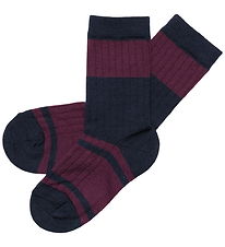 FUB Strømper - 2-pak - Uld - Violet Striped