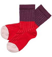 FUB Strømper - 2-pak - Uld - Classic Red Contrast