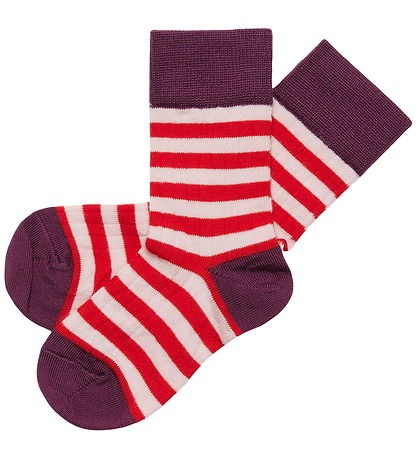 FUB Strømper - 2-pak - Uld - Violet/Classic Red