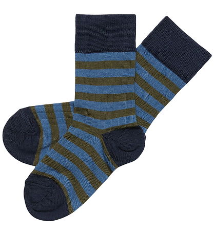 FUB Strømper - 2-pak - Uld - Dark Navy/Moss