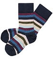 FUB Strømper - 2-pak - Uld - Dark Navy/Multi Stripe