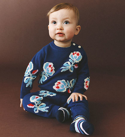 FUB Strømper - 2-pak - Uld - Dark Navy/Multi Stripe