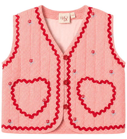 Flöss Vest - Quiltet - Sonja - Pink Rose Gingham