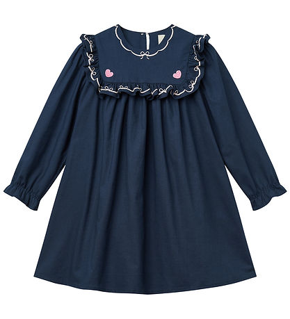 Copenhagen Colors Kjole - Navy m. Flæser/Broderi