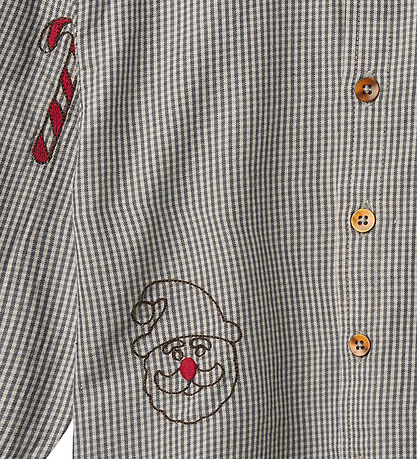 Copenhagen Colors Skjorte - Grey Check Comb m. Broderi