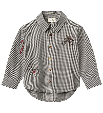 Copenhagen Colors Skjorte - Grey Check Comb m. Broderi