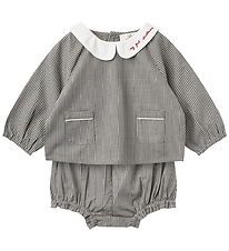 Copenhagen Colors Sæt - Bluse/Bloomers - Grey Check Comb