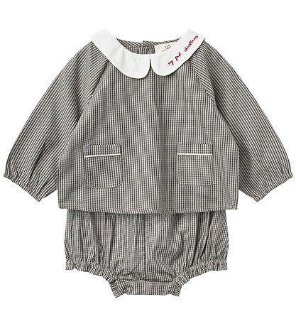 Copenhagen Colors Sæt - Bluse/Bloomers - Grey Check Comb
