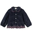 Copenhagen Colors Cardigan - Fløjl - Navy m. Broderi