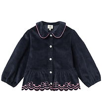 Copenhagen Colors Cardigan - Fløjl - Navy m. Broderi
