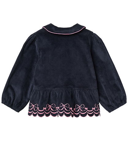 Copenhagen Colors Cardigan - Fløjl - Navy m. Broderi