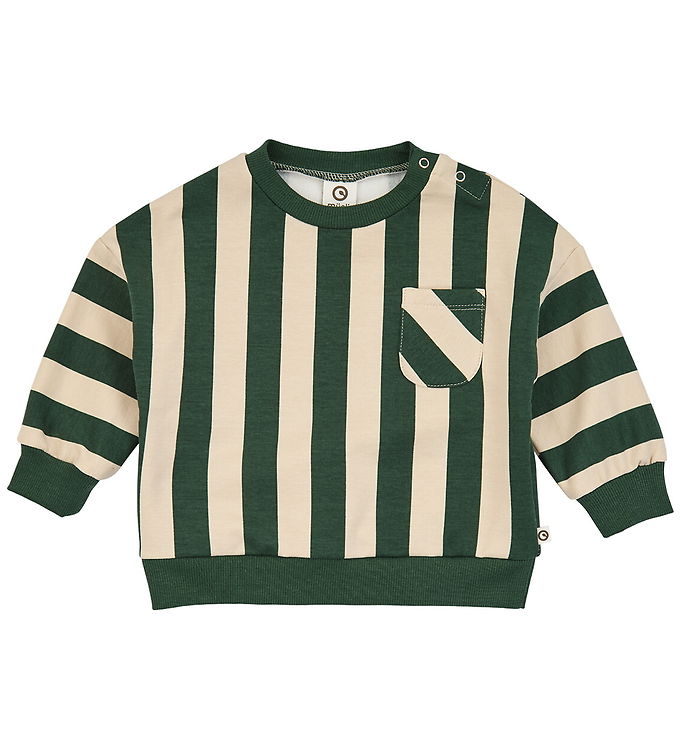 Müsli Sweatshirt - Stripe - Oak/ Forest green