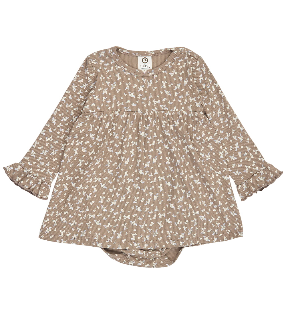 Müsli Bodykleid l/ä - Rib - Alyssum - Walnuss/Oak/Mauve - Müsli - 74 - Body L/Ä