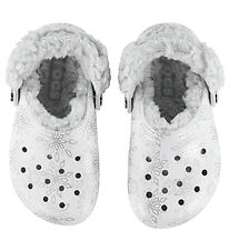 Crocs Sandaler - Fleece - Classic Metallic Snowflakes - Snow Whi