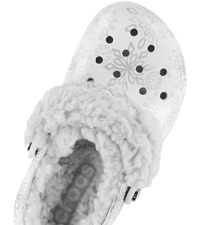 Crocs Sandaler - Fleece - Classic Metallic Snowflakes - Snow Whi