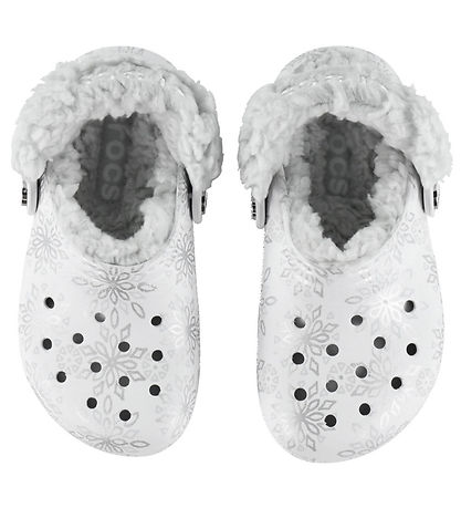 Crocs Sandaler - Fleece - Classic Metallic Snowflakes - Snow Whi