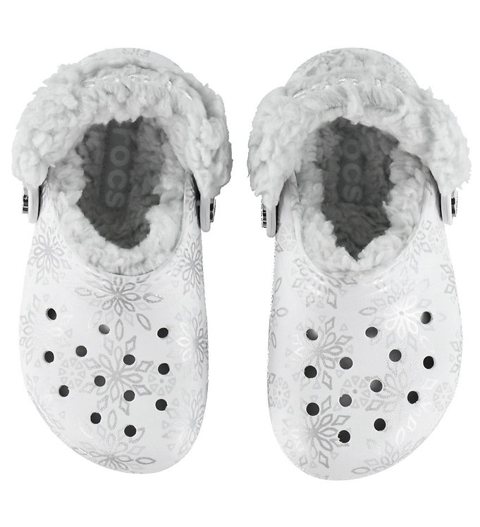 Crocs Sandaler - Fleece - Classic Metallic Snowflakes - Snow Whi