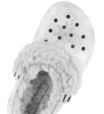 Crocs Sandaler - Fleece - Classic Metallic Snowflakes - Snow Whi