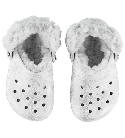Crocs Sandaler - Fleece - Classic Metallic Snowflakes - Snow Whi
