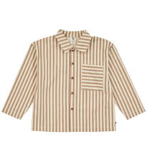 Müsli Skjorte - Woven Stripes l/æ - Oak Walnut