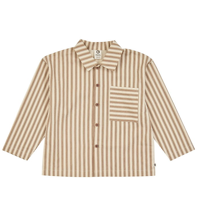 Müsli Skjorte - Woven Stripes l/æ - Oak Walnut
