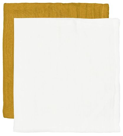 CAMA Copenhagen Hydrofiele Doek - 2-pack - 65x40 - Wit/Okergeel