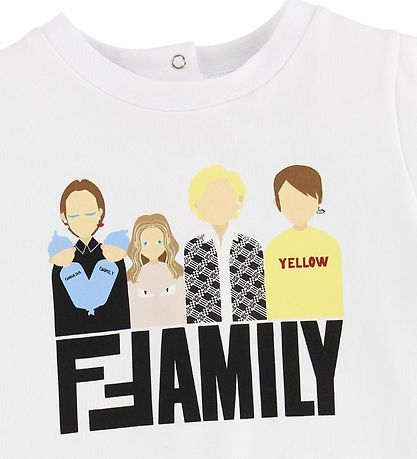 Fendi Kids Sommerdragt - Hvid m. Fendi Family Fendi Kids Sommerdragt - Hvid m. Fendi Family