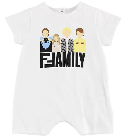 Fendi Kids Sommerdragt - Hvid m. Fendi Family Fendi Kids Sommerdragt - Hvid m. Fendi Family