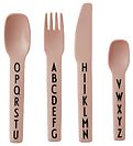 Design Letters Melamin Bestik - 4 stk. - Rosa m. Alfabet