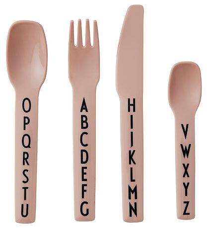 Couverts - Mélamine Design Letters - 4 pces - Rose av. Alphabet
