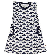 Katvig Dress - White w. Boats/Ruffles Katvig Dress - White w. Boats/Ruffles