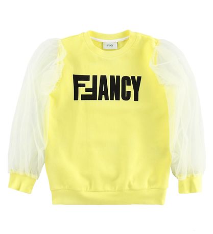 Fendi Kids Sweatshirt - Gul m. Tekst/Tyl Fendi Kids Sweatshirt - Gul m. Tekst/Tyl