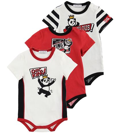 Dolce & Gabbana Bodyer k/æ - 3-pak - Hvid/Rød m. Panda Dolce & Gabbana Bodyer k/æ - 3-pak - Hvid/Rød m. Panda