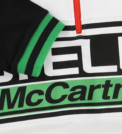 Stella McCartney Kids Kjole - Sweat - Hvid/Sort m. Grøn Stella McCartney Kids Kjole - Sweat - Hvid/Sort m. Grøn