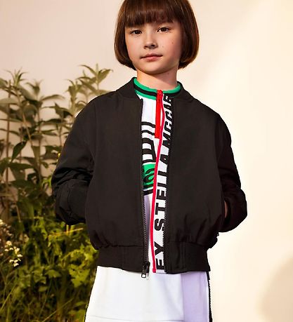 Stella McCartney Kids Kjole - Sweat - Hvid/Sort m. Grøn Stella McCartney Kids Kjole - Sweat - Hvid/Sort m. Grøn