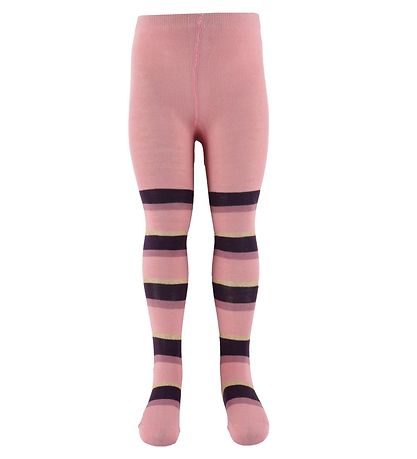 Collants Minymo - 2 Pack - Violet/Rose à Rayures av. Or