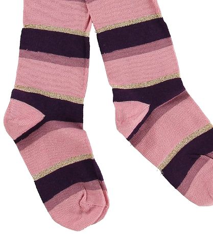 Collants Minymo - 2 Pack - Violet/Rose à Rayures av. Or