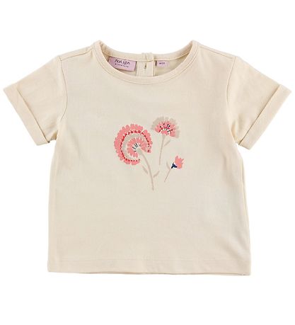 Noa Noa miniature T-shirt - Creme m. Blomster Noa Noa miniature T-shirt - Creme m. Blomster