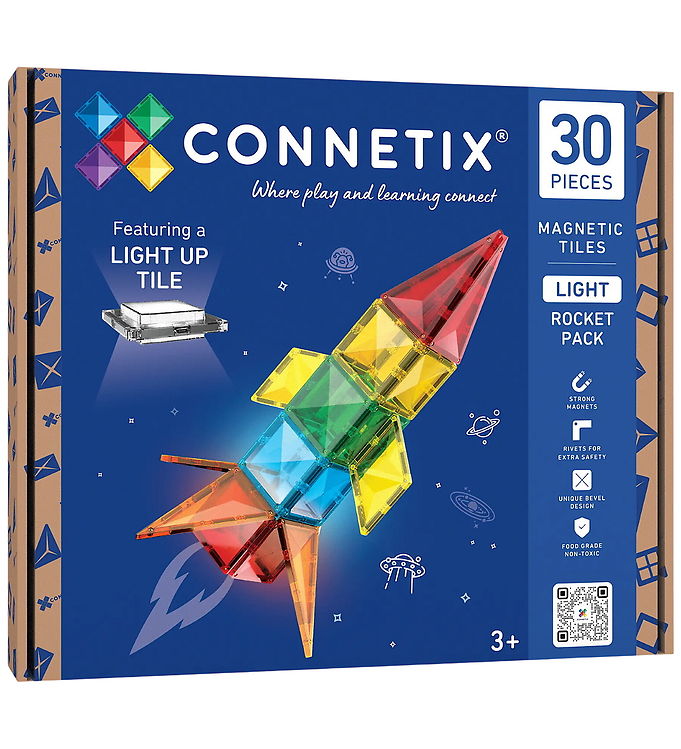 Connetix Magnetsæt m. Lys - 30 Dele - Light Rocket Pack