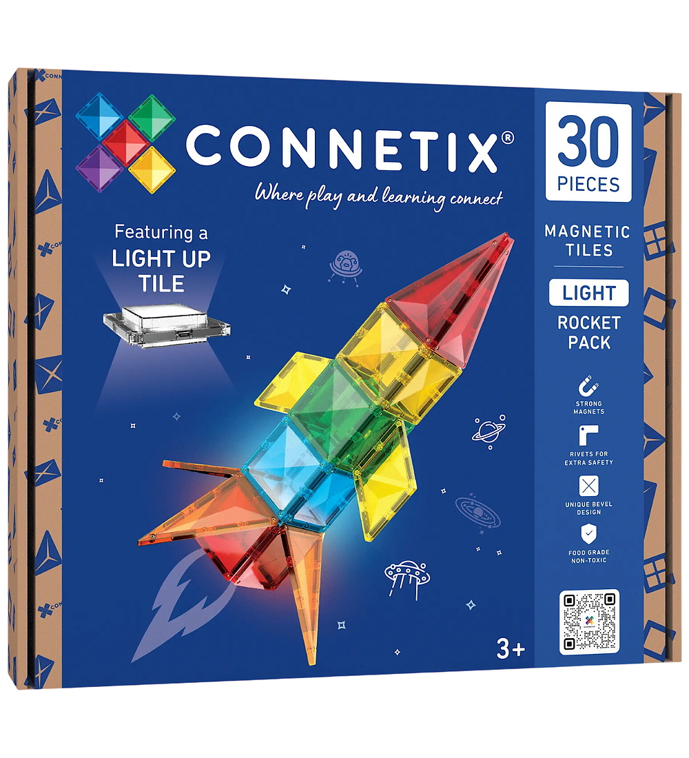 Connetix Magnetset m. Licht - 30 Teile - Light Raketenrucksack - Connetix - One Size - Magnetspielzeug