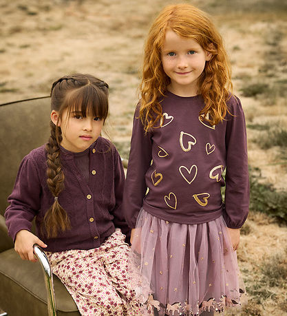 Minymo Bluse - Huckleberry m. Guld Hjerter