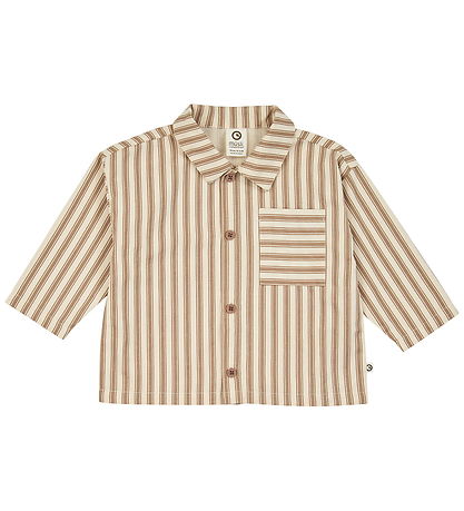 Müsli Skjorte l/æ- Baby - Woven Stripe - Oak/Walnut