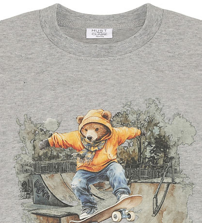 Hust and Claire Sweatshirt - HCSejer - Skating Bear - Grey Melan