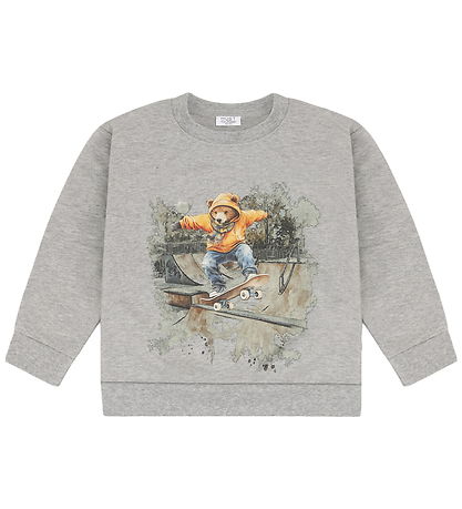 Hust and Claire Sweatshirt - HCSejer - Skating Bear - Grey Melan