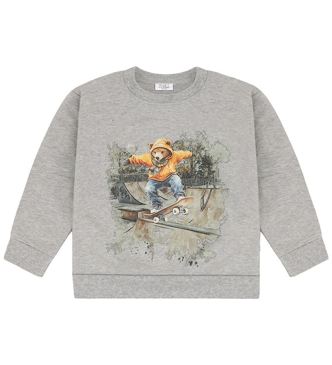 Hust and Claire Sweatshirt - HCSejer - Skating Bear - Grey Melan